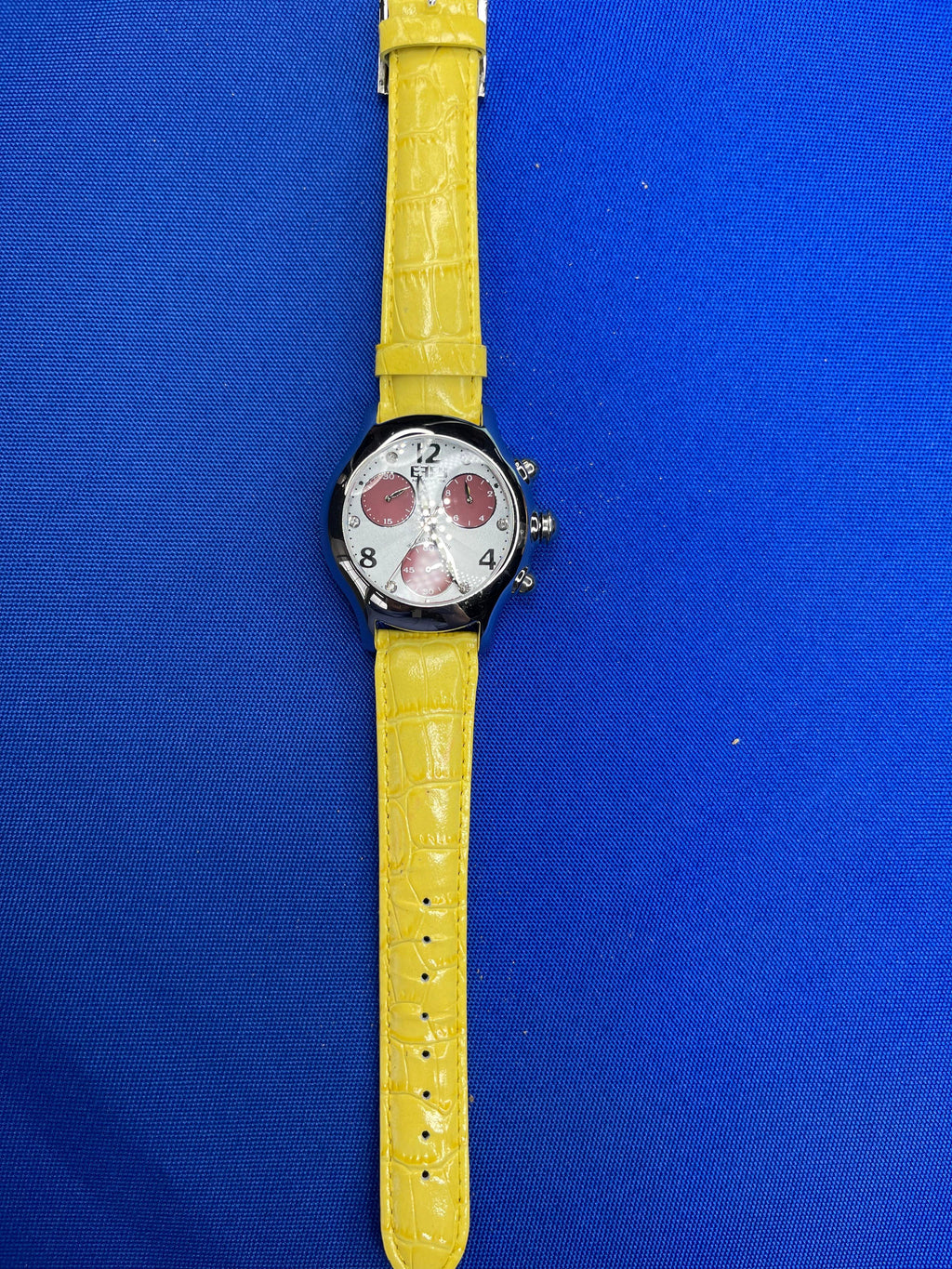 Blue Sapphire & Diamonds Pave Dial Luxury Swiss Quartz Exotic Leather Band Watch
