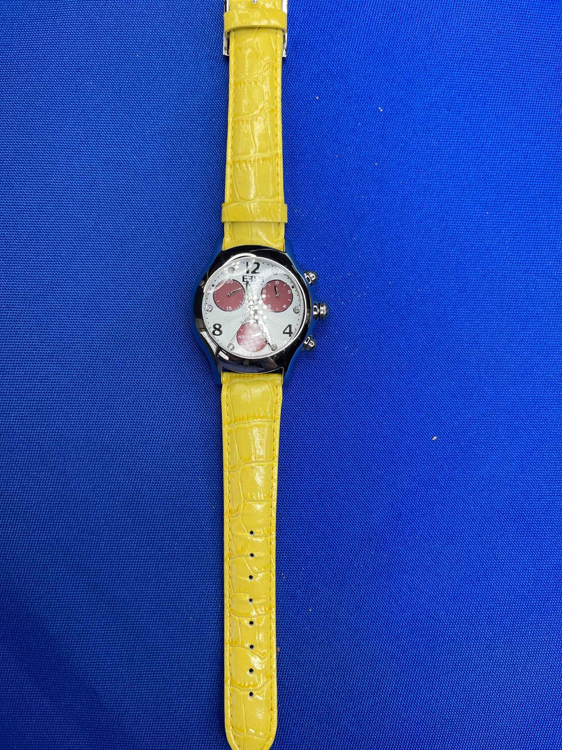 Blue Sapphire & Diamonds Pave Dial Luxury Swiss Quartz Exotic Leather Band Watch