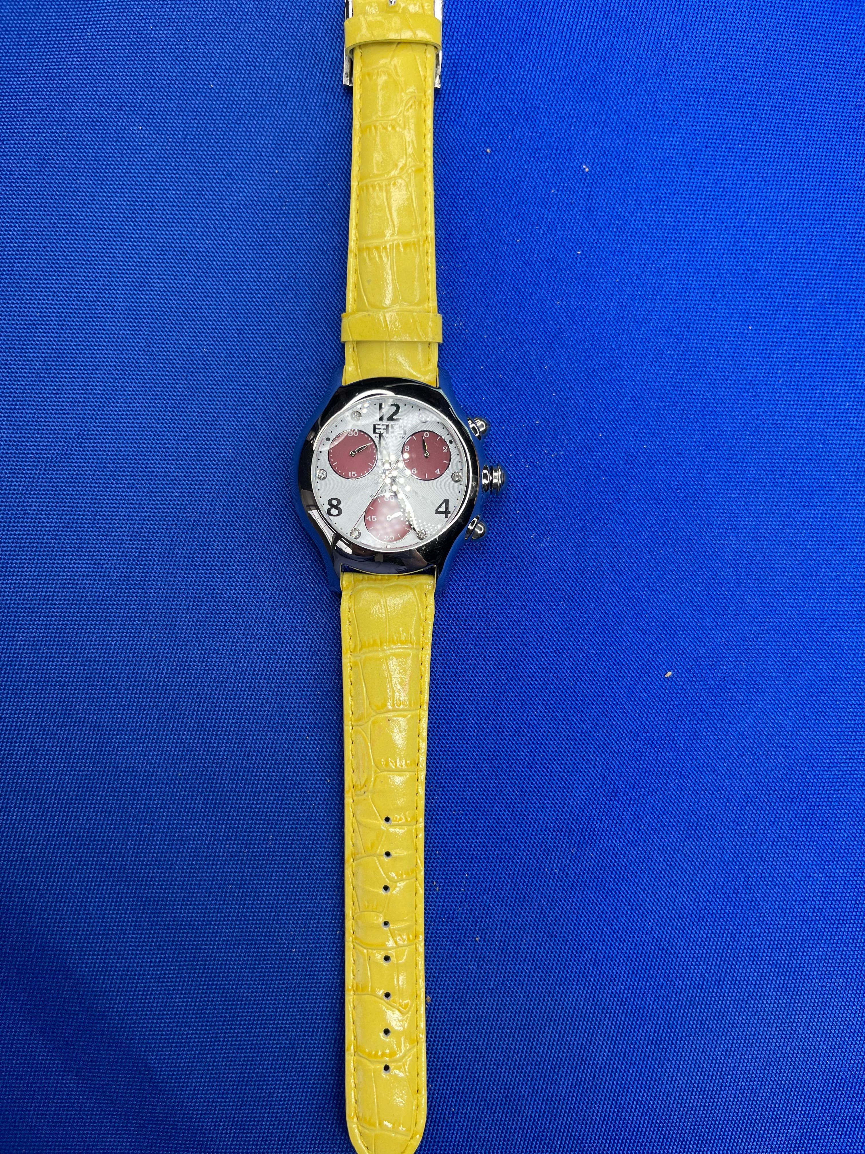 Blue Sapphire &amp; Diamonds Pave Dial Luxury Swiss Quartz Exotic Leather Band Watch