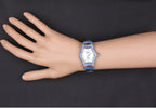 Blue Sapphire & Diamonds Pave Dial Luxury Swiss Quartz Exotic Leather Band Watch