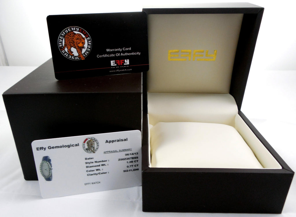 Blue Sapphire Diamonds Pave Dial Luxury Swiss Quartz Exotic Leather Band Watch