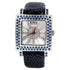 Blue Sapphire & Diamonds Pave Dial Luxury Swiss Quartz Exotic Leather Watch
