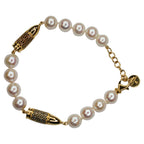 Blue Sapphire Red Garnet Rocket Bullet White Pearl Gold Vermeil Silver Bracelet