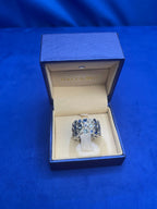 Blue Sapphire Sky Topaz Diamond Flexible Bezel Eternity 18K White Gold Ring Band