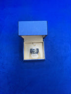 Blue Sapphire Sky Topaz Diamond Flexible Bezel Eternity 18K White Gold Ring Band