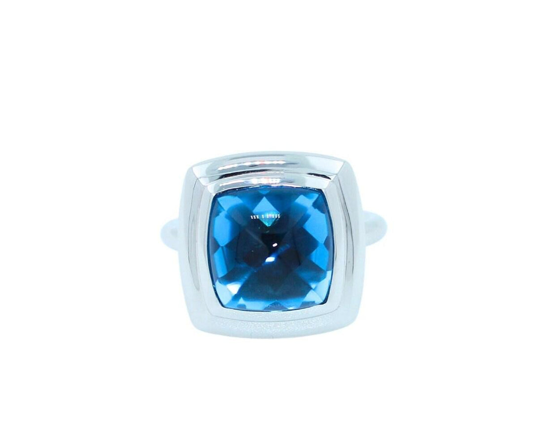 Blue Topaz Sugarloaf Cabochon Mountain Pyramid Cone Cocktail Statement Solitaire