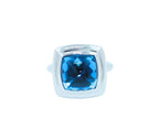 Blue Topaz Sugarloaf Cabochon Mountain Pyramid Cone Cocktail Statement Solitaire