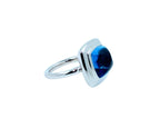 Blue Topaz Sugarloaf Cabochon Mountain Pyramid Cone Cocktail Statement Solitaire