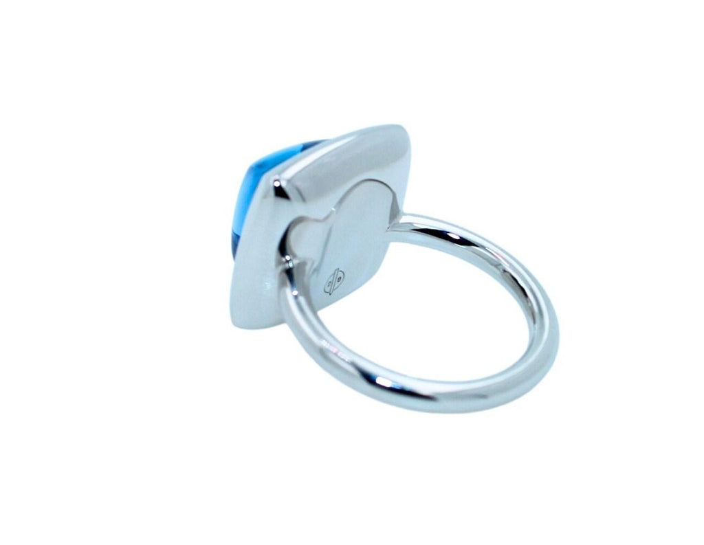 Blue Topaz Sugarloaf Cabochon Mountain Pyramid Cone Cocktail Statement Solitaire