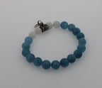 Blue White Agate Round Bead Stretchy Unique Statement Circle Beads Chakra Bracel