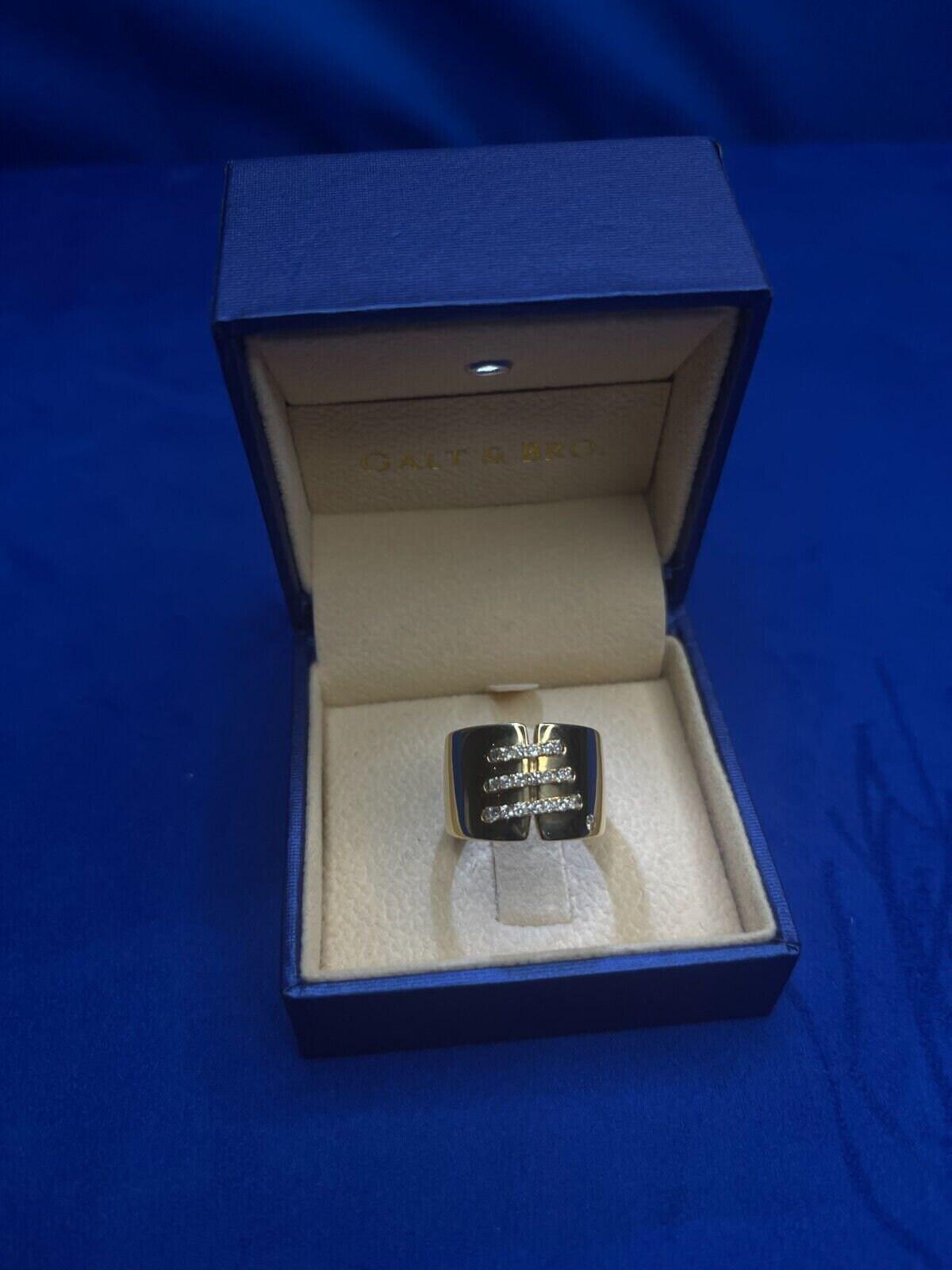 Brilliant Cut Diamond Pave Seams Line Cross Chunky Cocktail Statement Cigar Band