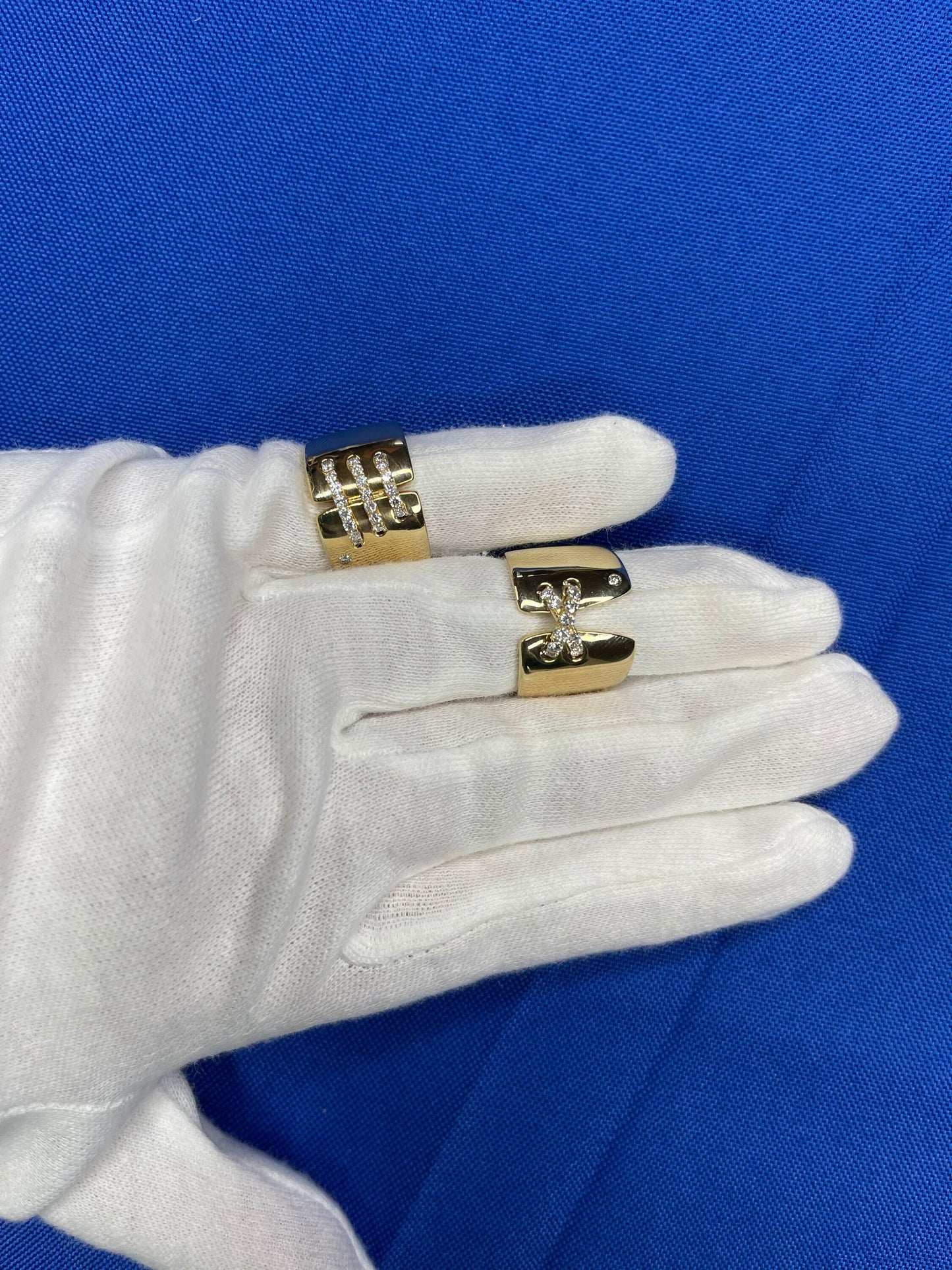 brilliant cut diamond pave seams line cross chunky cocktail statement cigar band