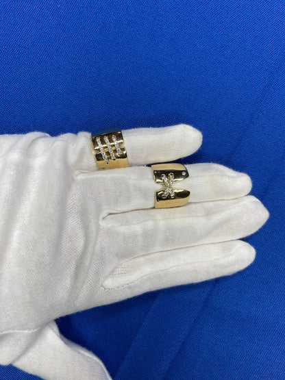Brilliant Cut Diamond Pave Seams Line Cross Chunky Cocktail Statement Cigar Band