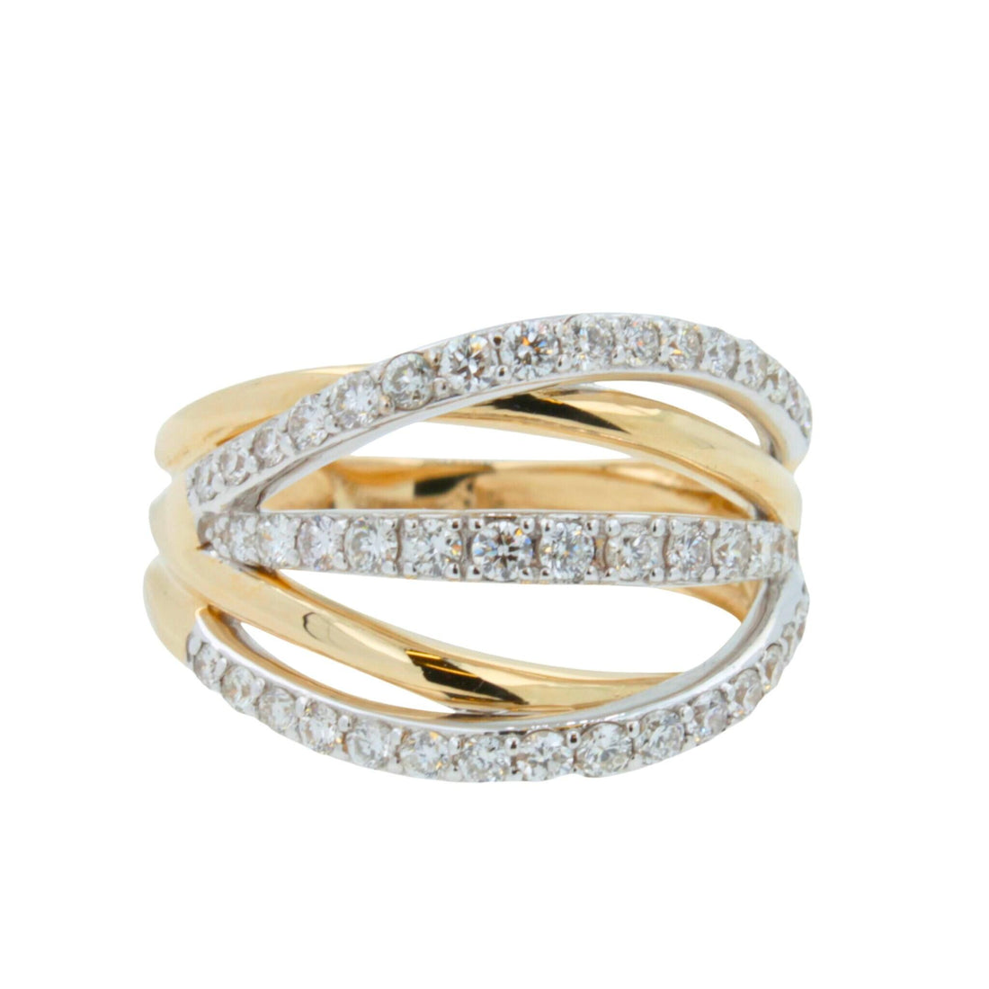 Brilliant Cut Diamond Pave Set Gentle Curves Spirals Waves Open Twist Cocktail 1