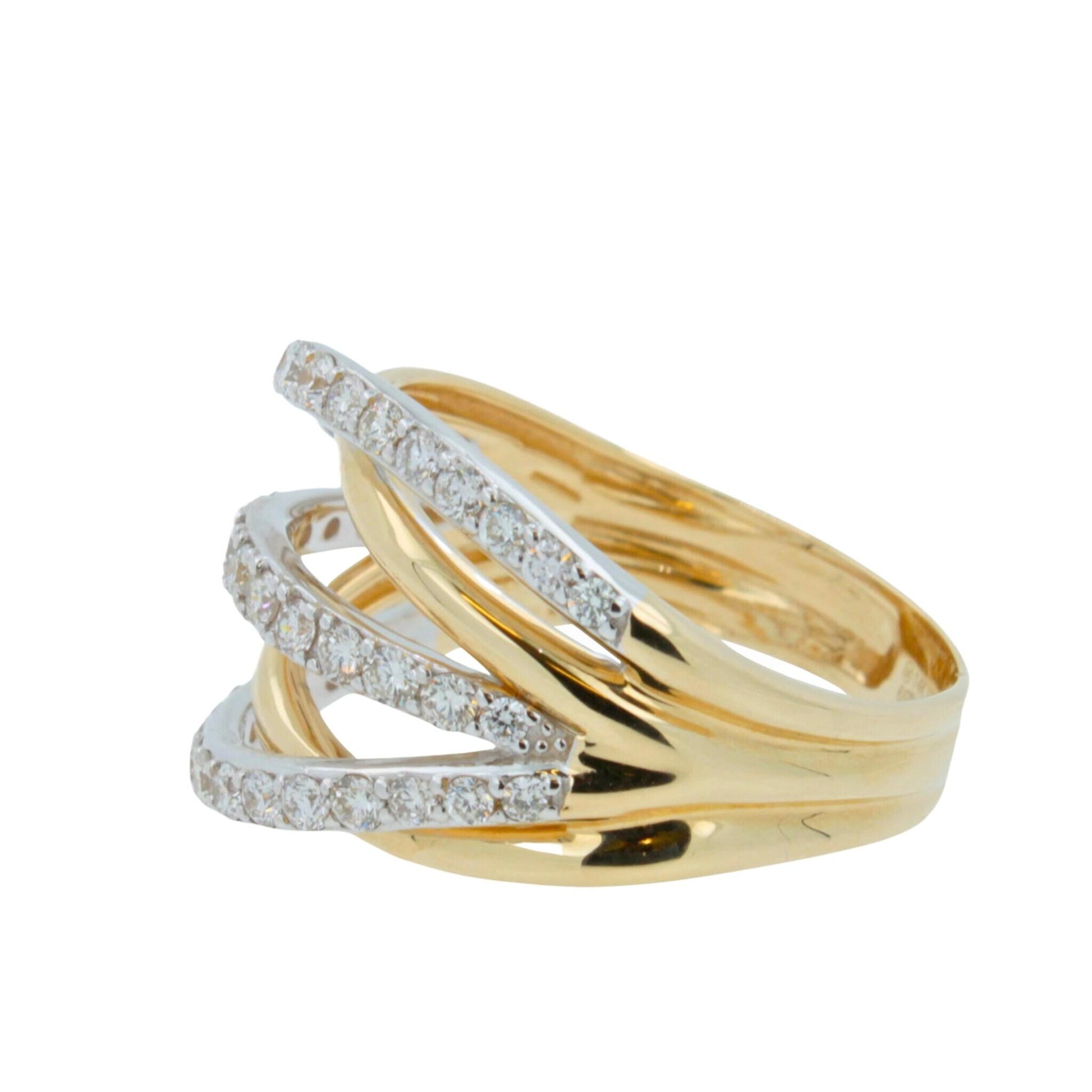 Brilliant Cut Diamond Pave Set Gentle Curves Spirals Waves Open Twist Cocktail 1