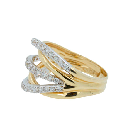 Brilliant Cut Diamond Pave Set Gentle Curves Spirals Waves Open Twist Cocktail 1