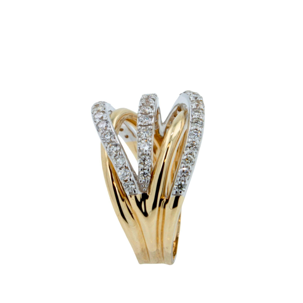 Brilliant Cut Diamond Pave Set Gentle Curves Spirals Waves Open Twist Cocktail 1