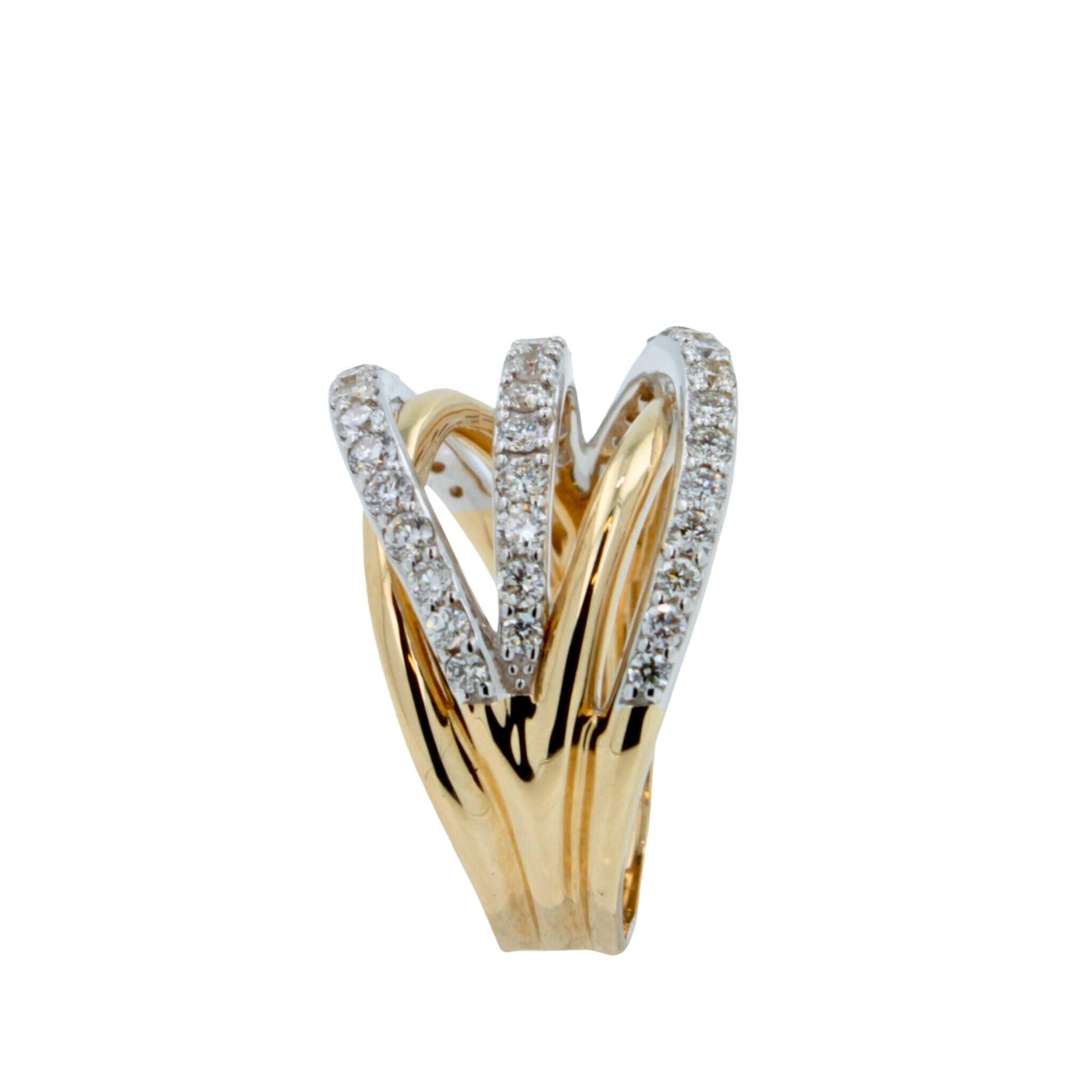 Brilliant Cut Diamond Pave Set Gentle Curves Spirals Waves Open Twist Cocktail 1
