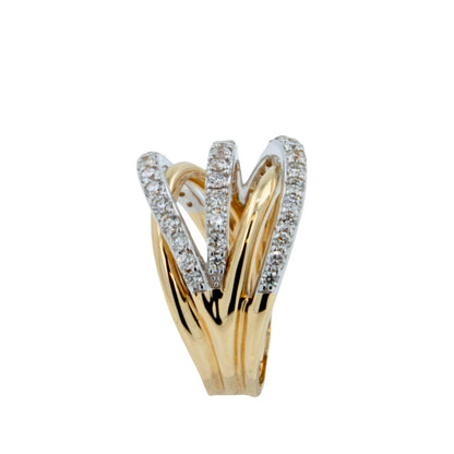 Brilliant Cut Diamond Pave Set Gentle Curves Spirals Waves Open Twist Cocktail 1