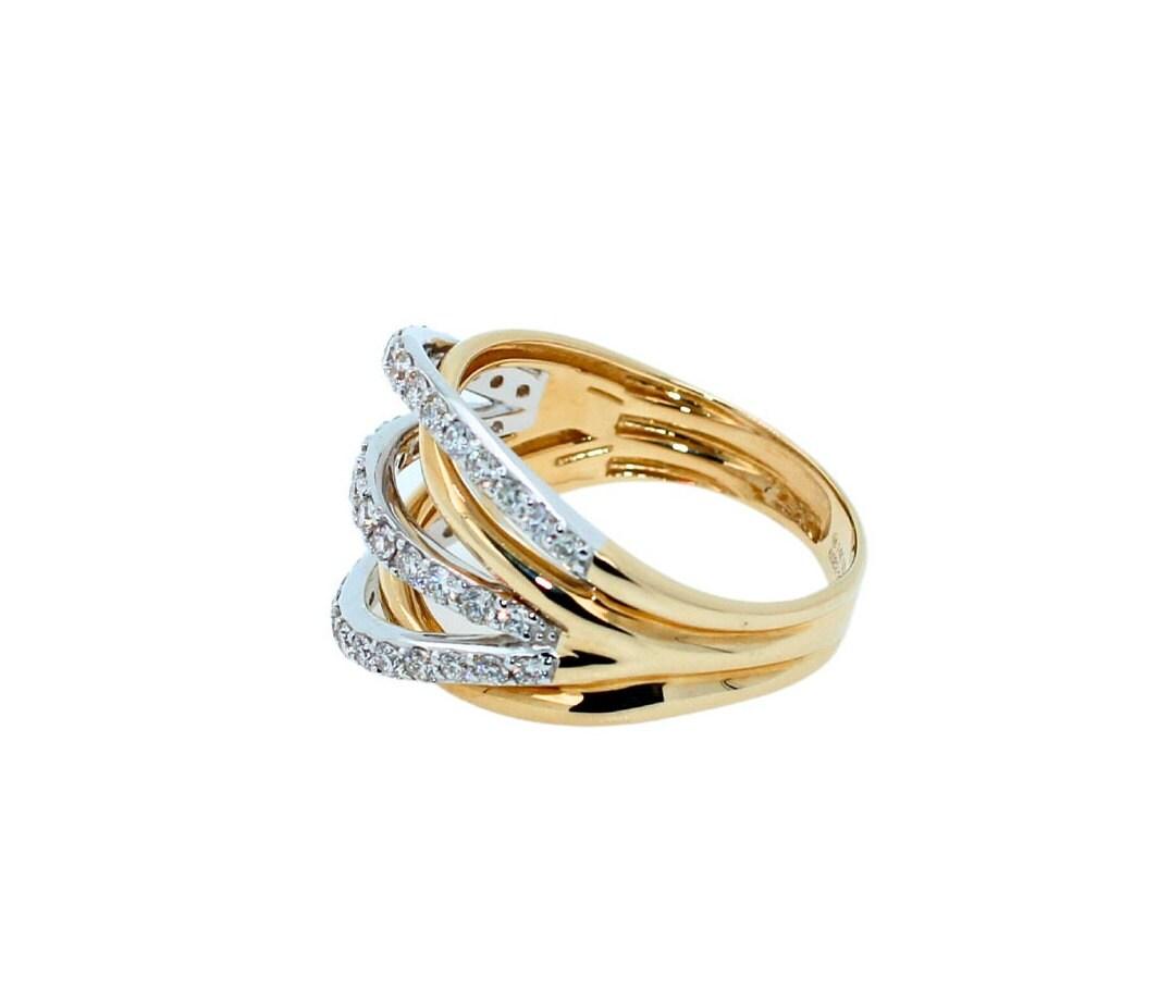 Brilliant Cut Diamond Pave Set Gentle Curves Spirals Waves Open Twist Cocktail 1