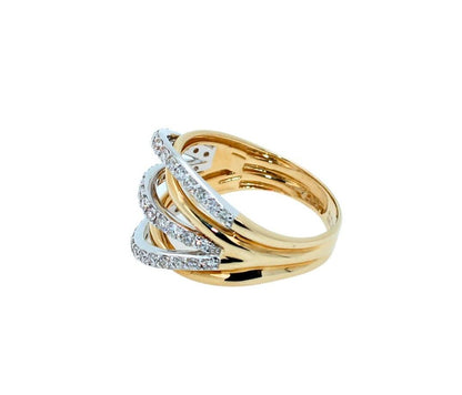 Brilliant Cut Diamond Pave Set Gentle Curves Spirals Waves Open Twist Cocktail 1