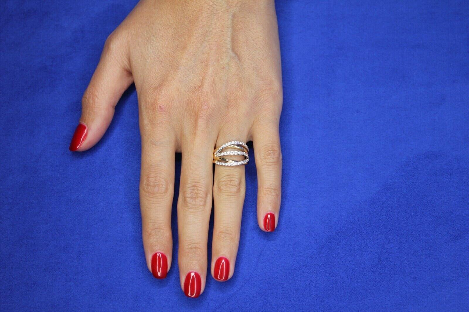 Brilliant Cut Diamond Pave Set Gentle Curves Spirals Waves Open Twist Cocktail 1