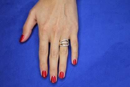 Brilliant Cut Diamond Pave Set Gentle Curves Spirals Waves Open Twist Cocktail 1