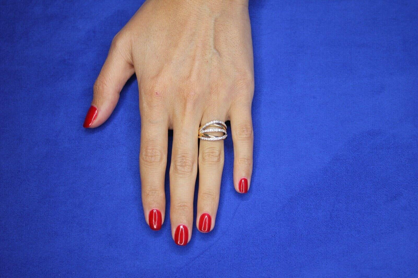 brilliant cut diamond pave set gentle curves spirals waves open twist cocktail 1