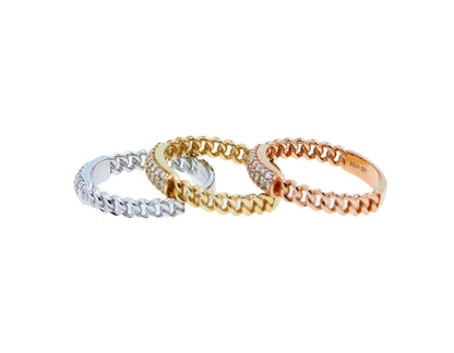 Brilliant Cut Diamond Pave Set Medium Stackable Curb Link Cocktail Statement Fas