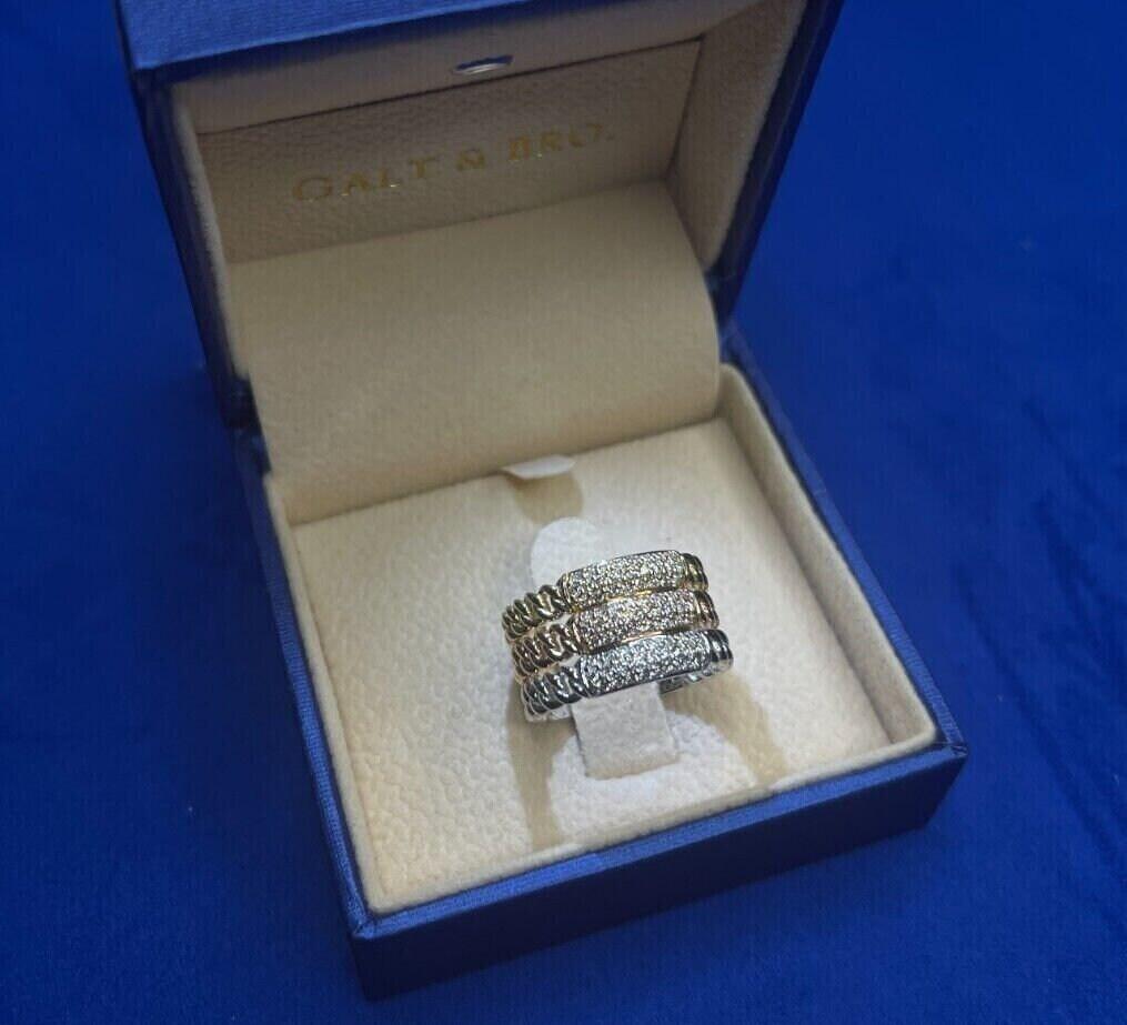 Brilliant Cut Diamond Pave Set Medium Stackable Curb Link Cocktail Statement Fas
