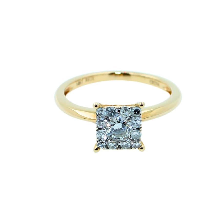 Brilliant Cut Diamond Square Princess Shape Halo Illusion Halo Pave Set Engageme