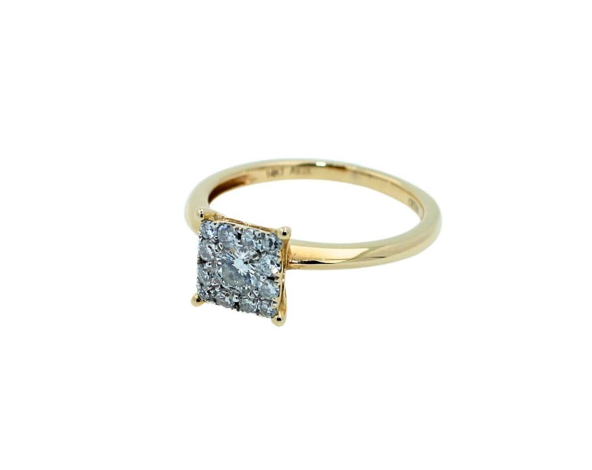 Brilliant Cut Diamond Square Princess Shape Halo Illusion Halo Pave Set Engageme