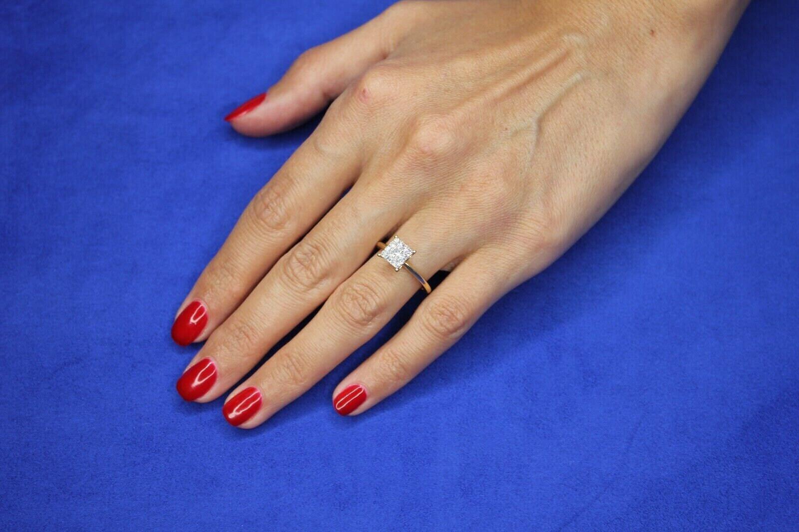 Brilliant Cut Diamond Square Princess Shape Halo Illusion Halo Pave Set Engageme