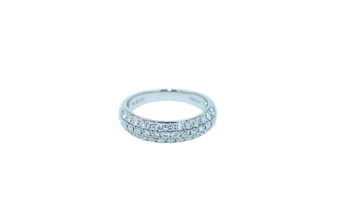 Brilliant Cut White Diamond Pave Set Medium Stackable Dainty Minimalistic Classi