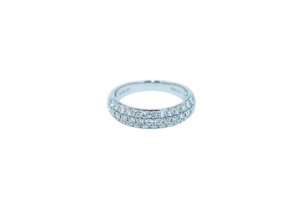 Brilliant Cut White Diamond Pave Set Medium Stackable Dainty Minimalistic Classi