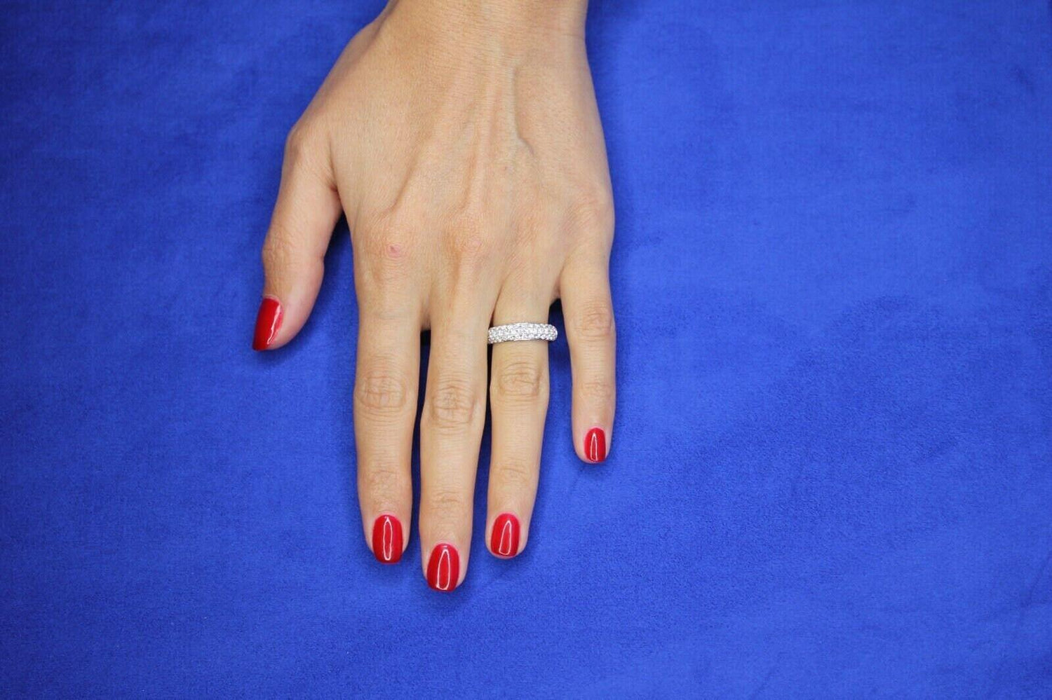 Brilliant Cut White Diamond Pave Set Medium Stackable Dainty Minimalistic Classi