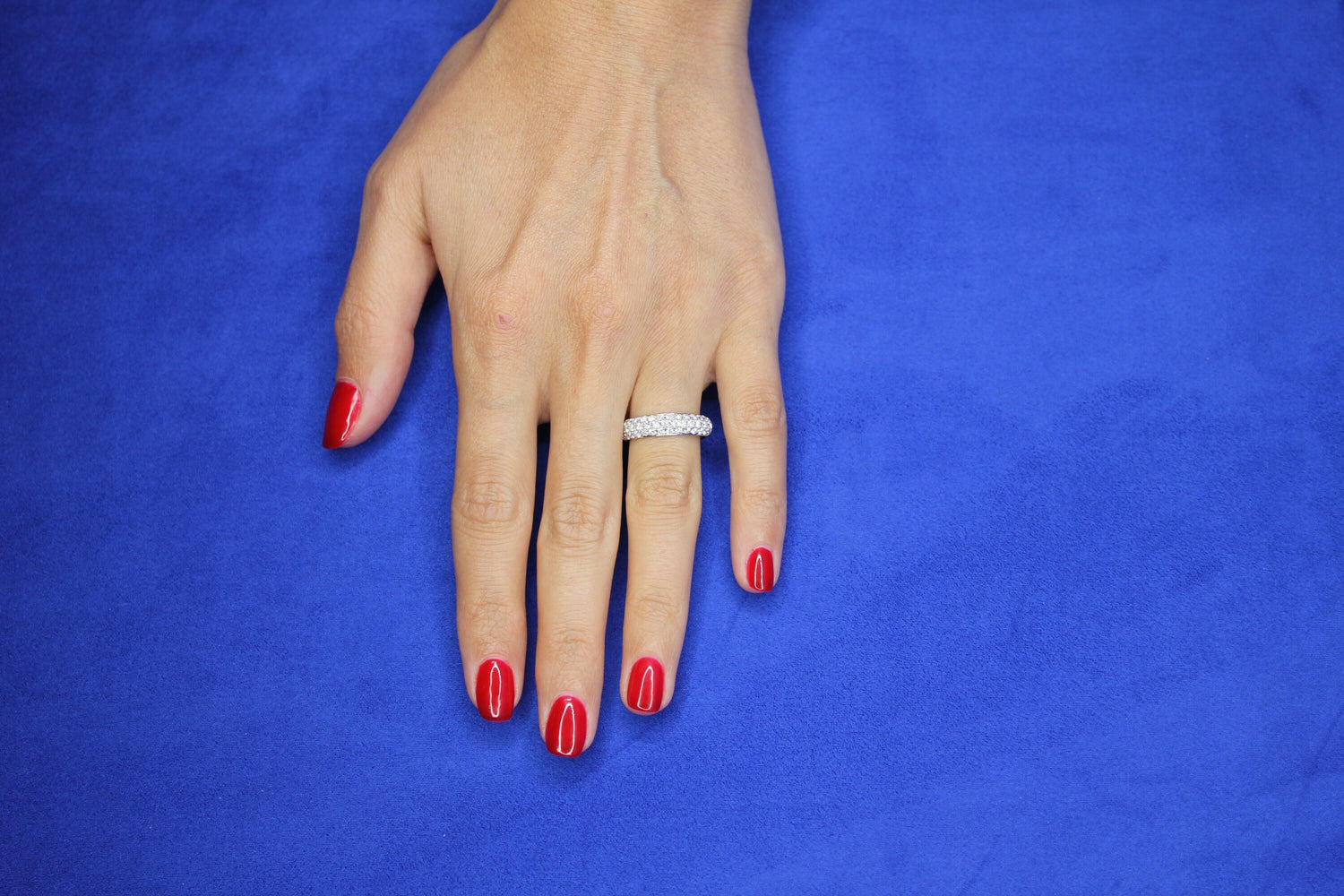 Brilliant Cut White Diamond Pave Set Medium Stackable Dainty Minimalistic Classi