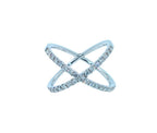 Brilliant Cut White Diamond X Criss Cross Pave Cocktail Fashion Open Bypass 14 K