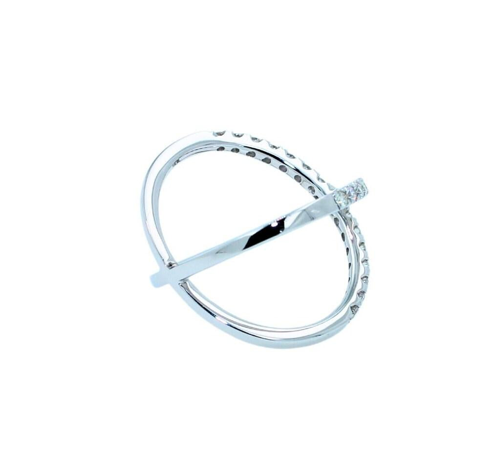 Brilliant Cut White Diamond X Criss Cross Pave Cocktail Fashion Open Bypass 14 K