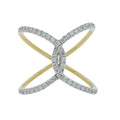 Brilliant Cut White Diamond X Criss Cross Pave Cocktail Fashion Open Bypass 14 K