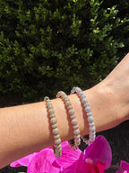 Brilliant Round Diamonds Pave Set Golden Bead White Gold Bangle Cuff Bracelet