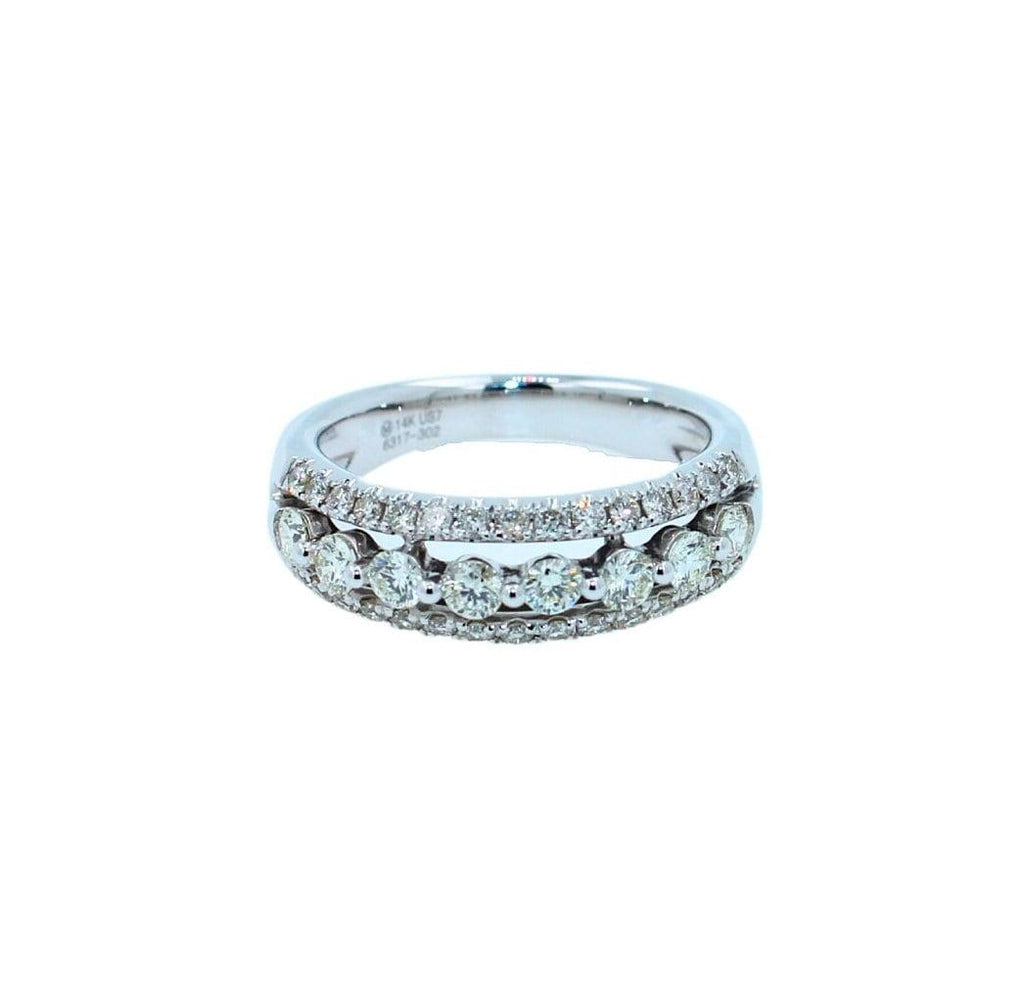 Brilliant White Diamond Three Row Pave Set Cocktail Statement Fashion Wedding Ba