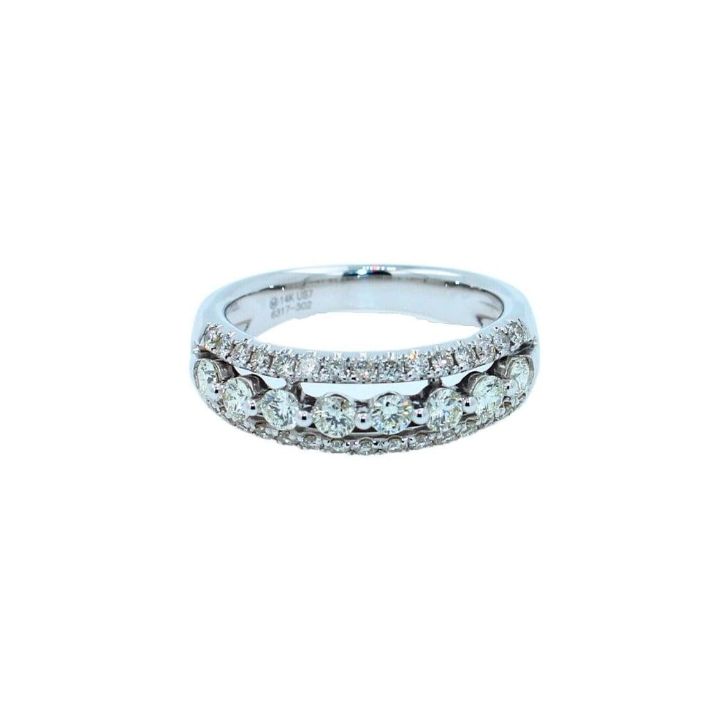 Brilliant White Diamond Three Row Pave Set Cocktail Statement Fashion Wedding Ba