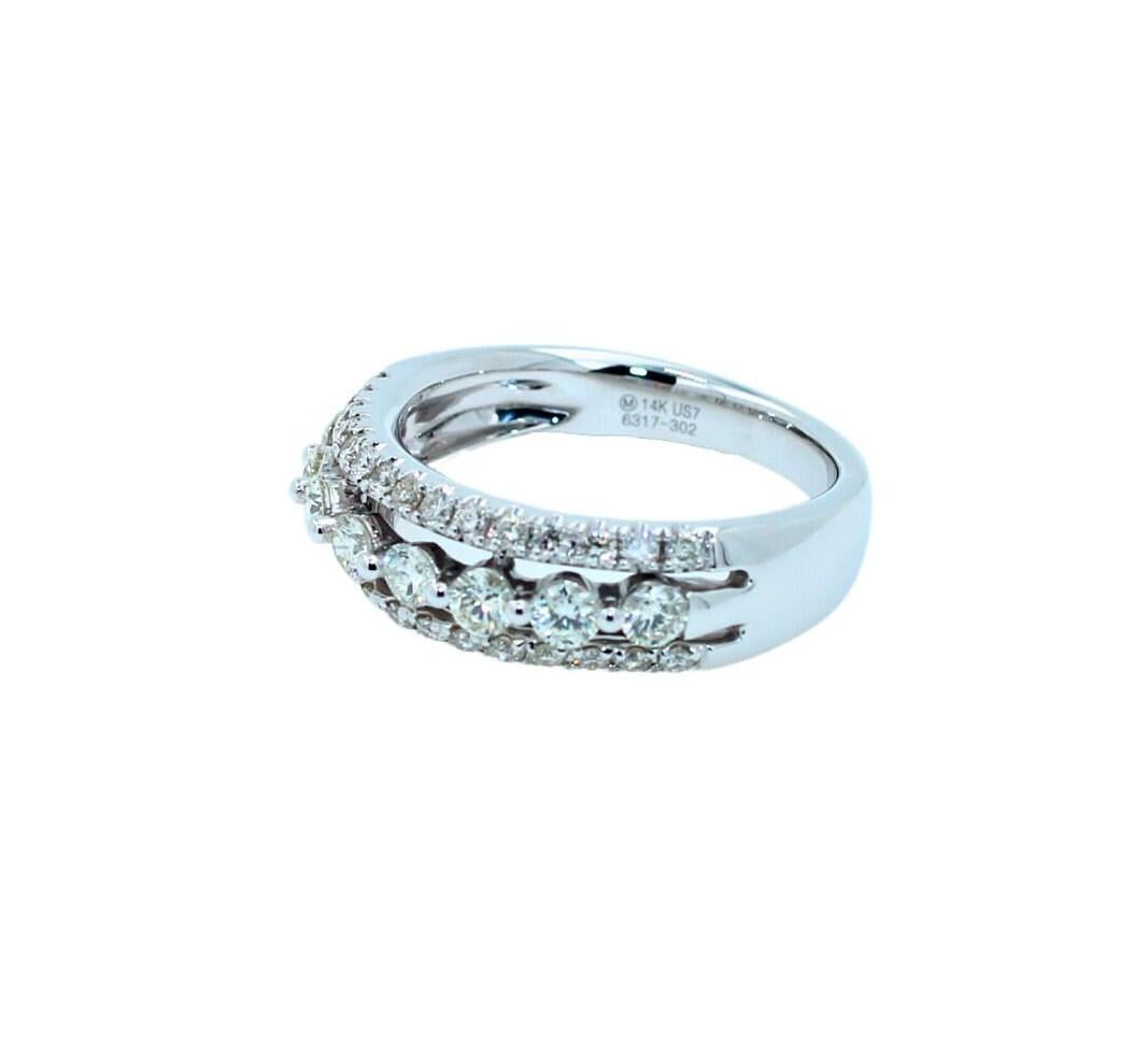 Brilliant White Diamond Three Row Pave Set Cocktail Statement Fashion Wedding Ba