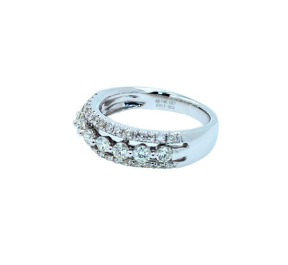 Brilliant White Diamond Three Row Pave Set Cocktail Statement Fashion Wedding Ba