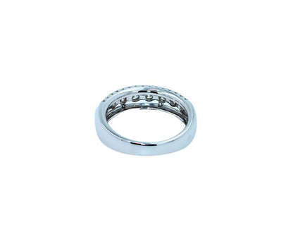 Brilliant White Diamond Three Row Pave Set Cocktail Statement Fashion Wedding Ba