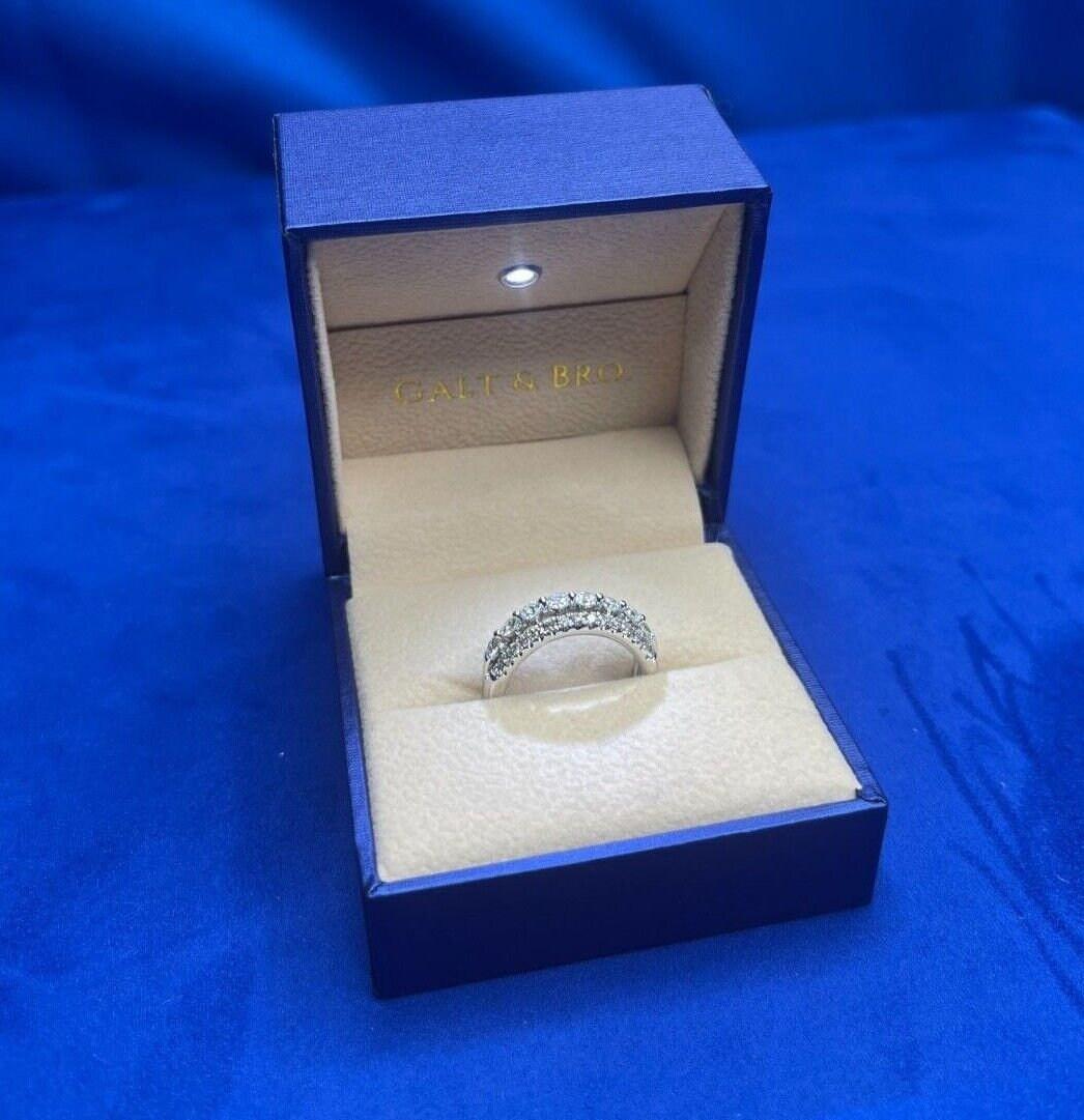 Brilliant White Diamond Three Row Pave Set Cocktail Statement Fashion Wedding Ba