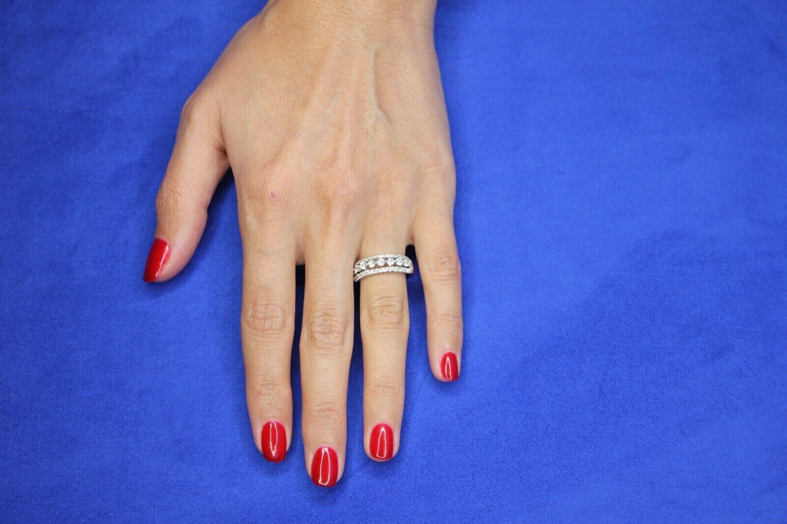 Brilliant White Diamond Three Row Pave Set Cocktail Statement Fashion Wedding Ba