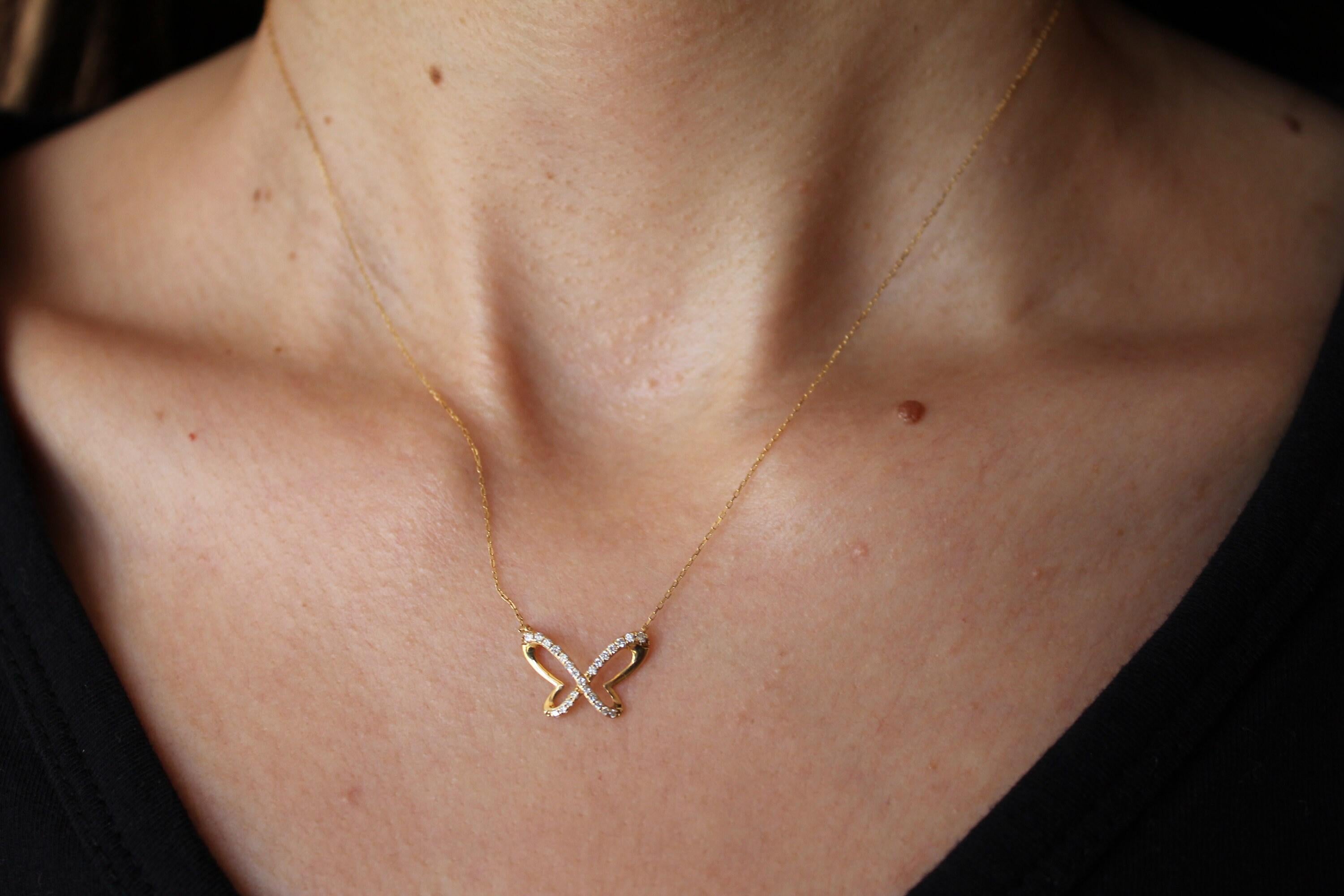 Butterfly Brilliant Cut Fauna Halo Set Pave Set White Diamonds 14 Karat Yellow G