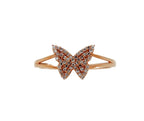 Butterfly Brilliant Cut Fauna Halo жиынтығы Ақ гауһар тастармен безендірілген 18 караттық раушан гүлі
